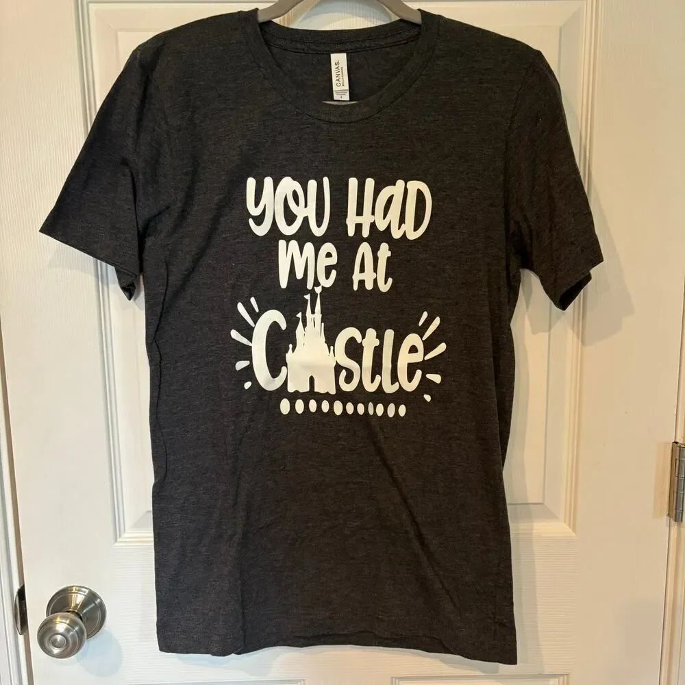 You Had Me at Castle Disney Tee Gray Small